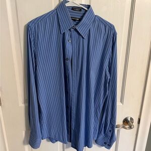 Express Men's Blue Striped Dress Shirt